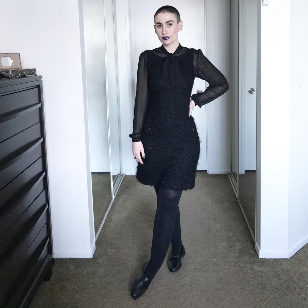 American Apparel Chiffon Bow Neck Blouse - Picture 7 of 8